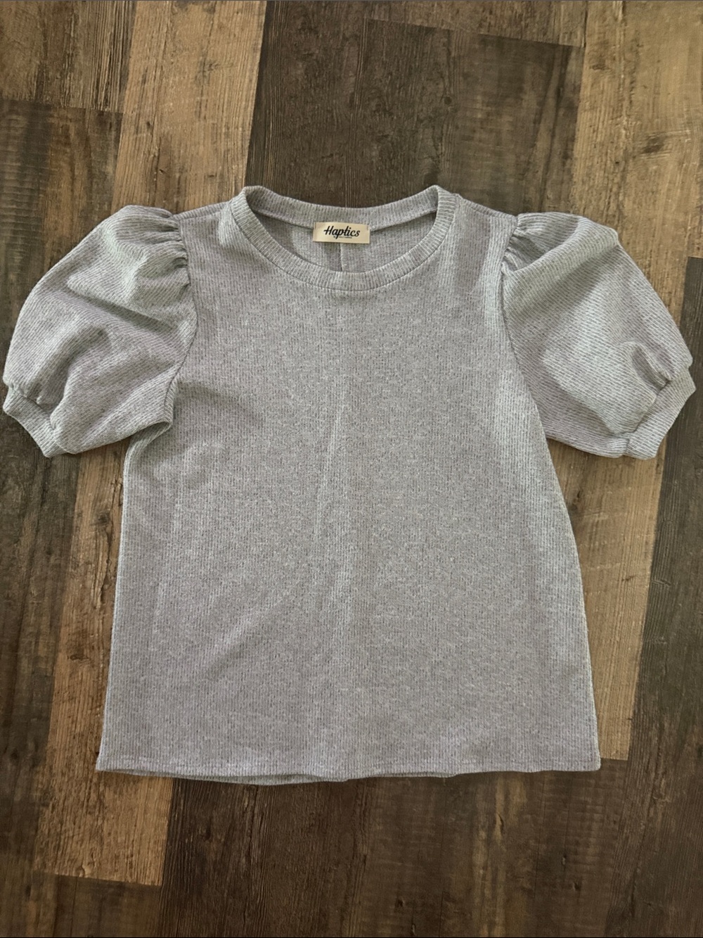 Haptics Puff Sleeve Ribbed Crew Neck Sweater Sz S